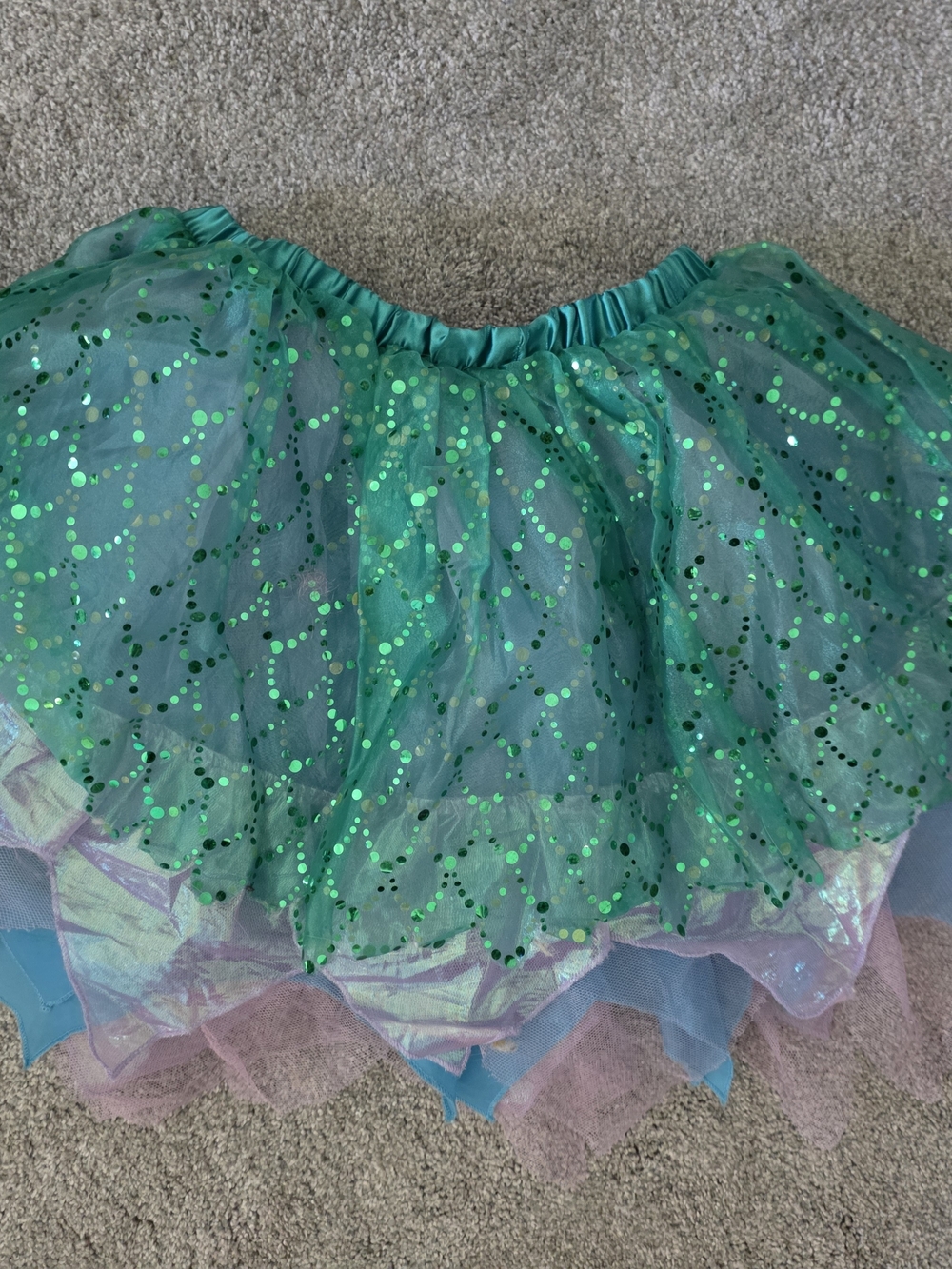 Disney Little Mermaid Green Sequin Layered Tulle Skirt
